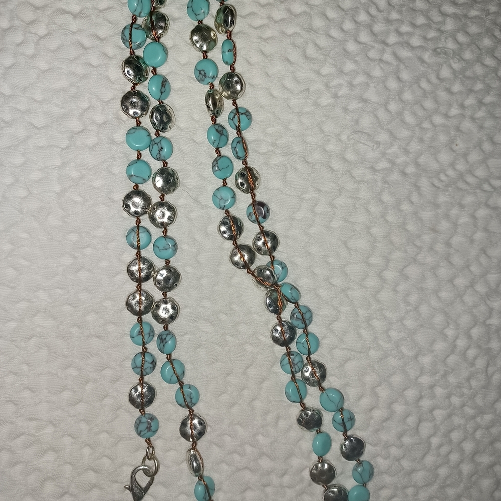 16" Bronze and turquoise necklace, very heavy material. - Picture 6 of 6